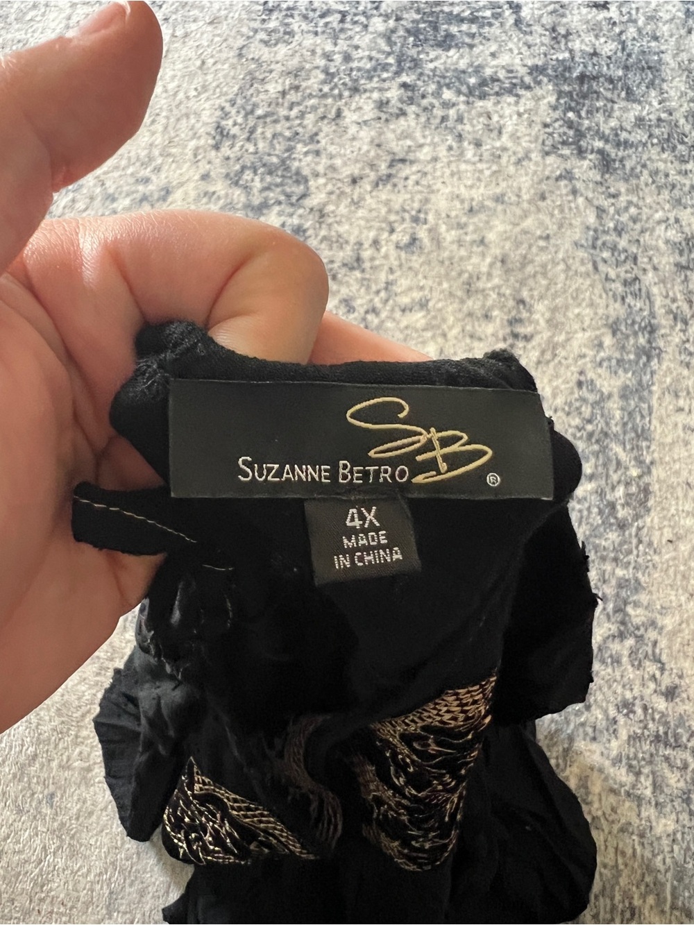Suzanne Betro Black Blouse with Lace Yoke - Picture 5 of 5